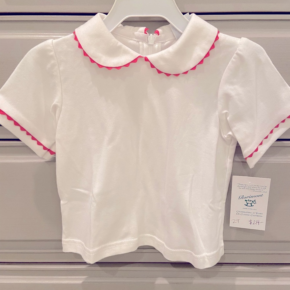 NWT girls 2T shirt with hot pink trim.